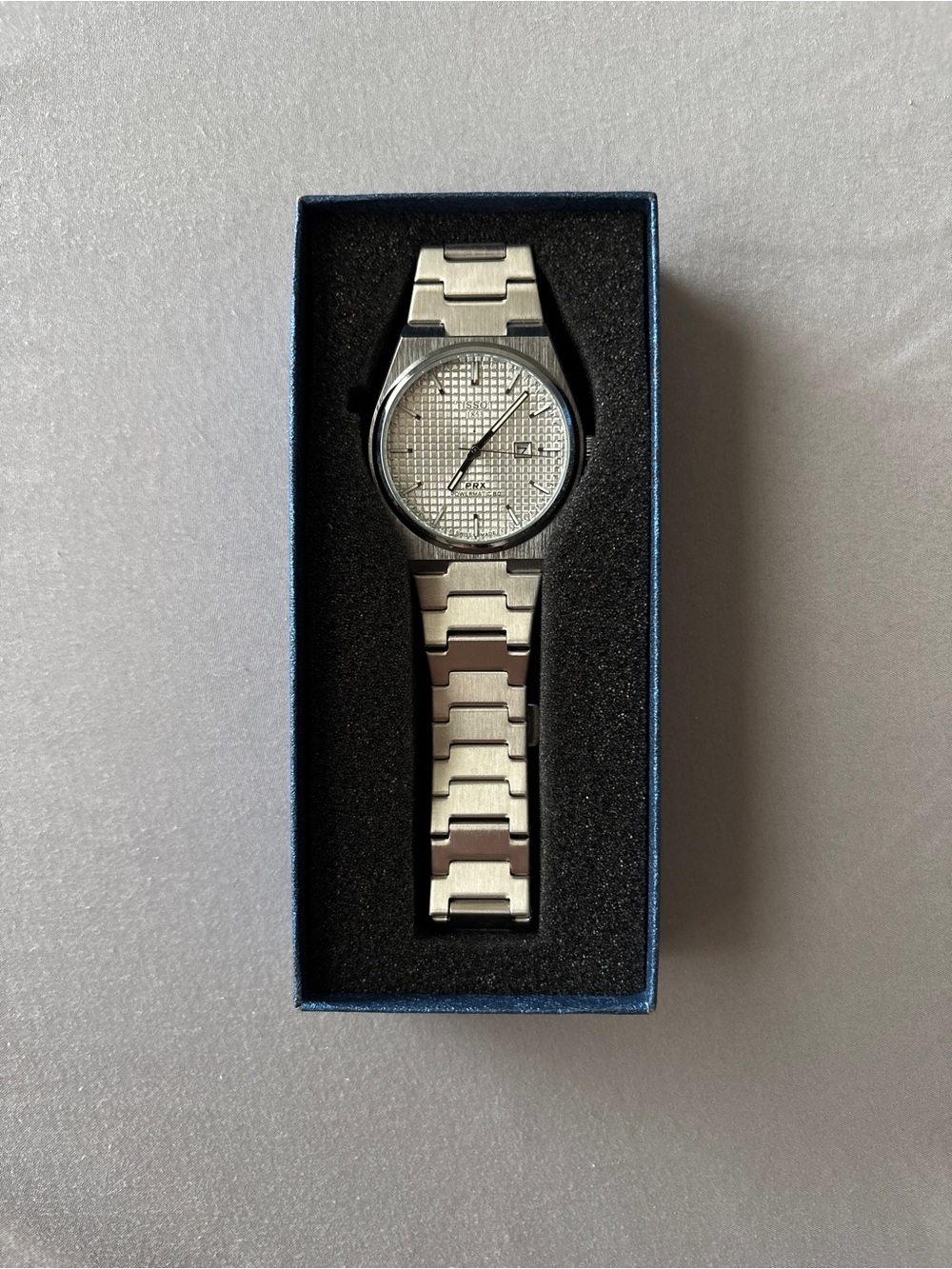 Tissot PRX Powermatic Silver Stainless Steel Men's Watch with Textured Dial